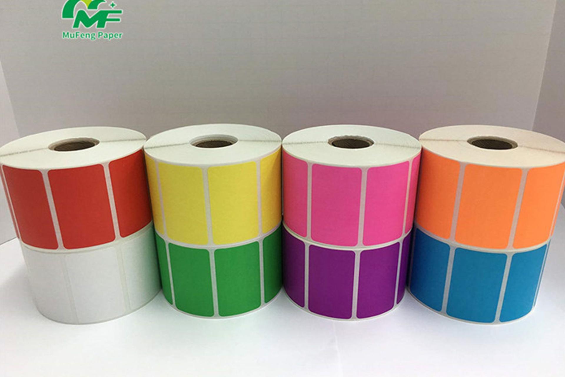 Rolls of different colours of coloured plain labels